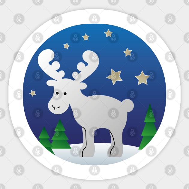 Ferdinand white elk Sticker by Karroart